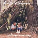 Children in woodland den, talking.