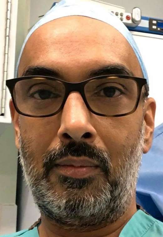 Vikas Pandey in the Operating Theatre. West Hertfordshire Hospitals